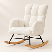 The Nestle Teddy Nursery Rocker with Side Pockets in White