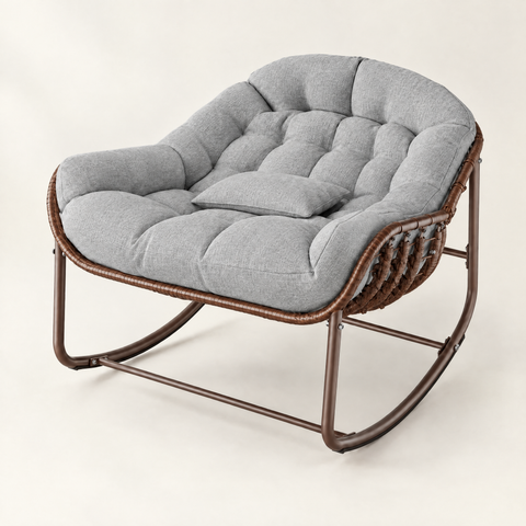 The Oasis Oversized Wicker Rocker in Grey