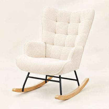 The Petal compact teddy rocker in Ivory, studio photo
