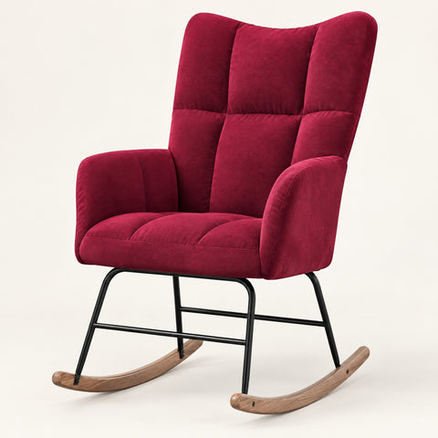 The Poppy Tufted Velvet Wingback Rocker in Burgundy