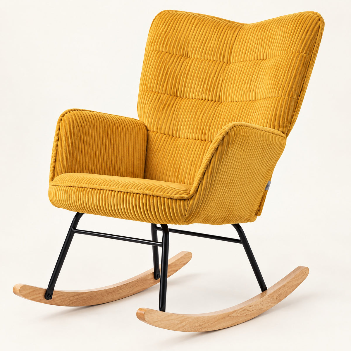 The Saffron ribbed designer rocker in Mustard, studio photo