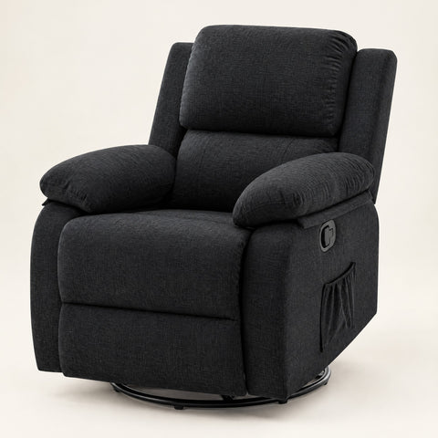 The Scout Compact 360 Swivel Rocker Recliner in Black