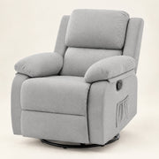 The Scout Compact 360 Swivel Rocker Recliner in Light Gray