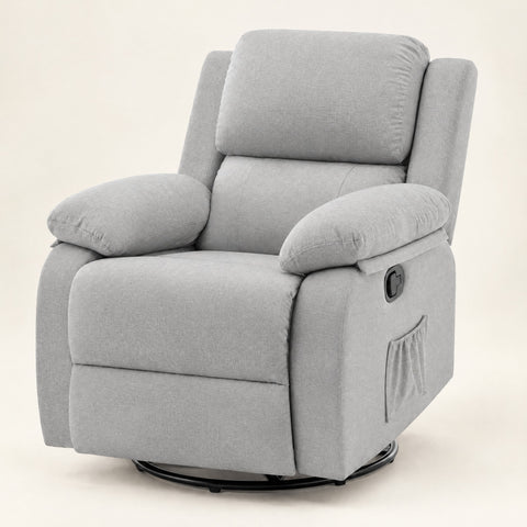 The Scout Compact 360 Swivel Rocker Recliner in Light Gray