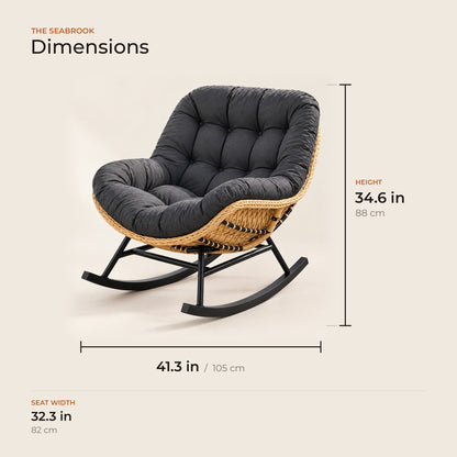 The Seabrook dimensions: width, depth and height in inches and centimeters