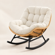 The Seabrook Rattan Papasan Rocker in Ivory