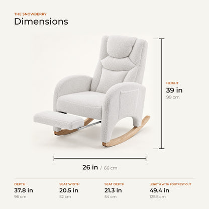 The Snowberry dimensions: width, depth and height in inches and centimeters