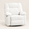 The Solace power swivel rocker recliner, heat + massage in White, studio photo