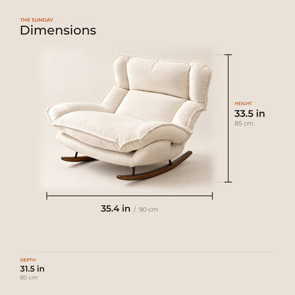 The Sunday dimensions: width, depth and height in inches and centimeters
