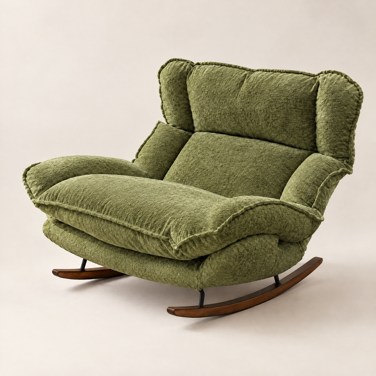 The Sunday 5-position reclining rocker in Olive Green, studio photo