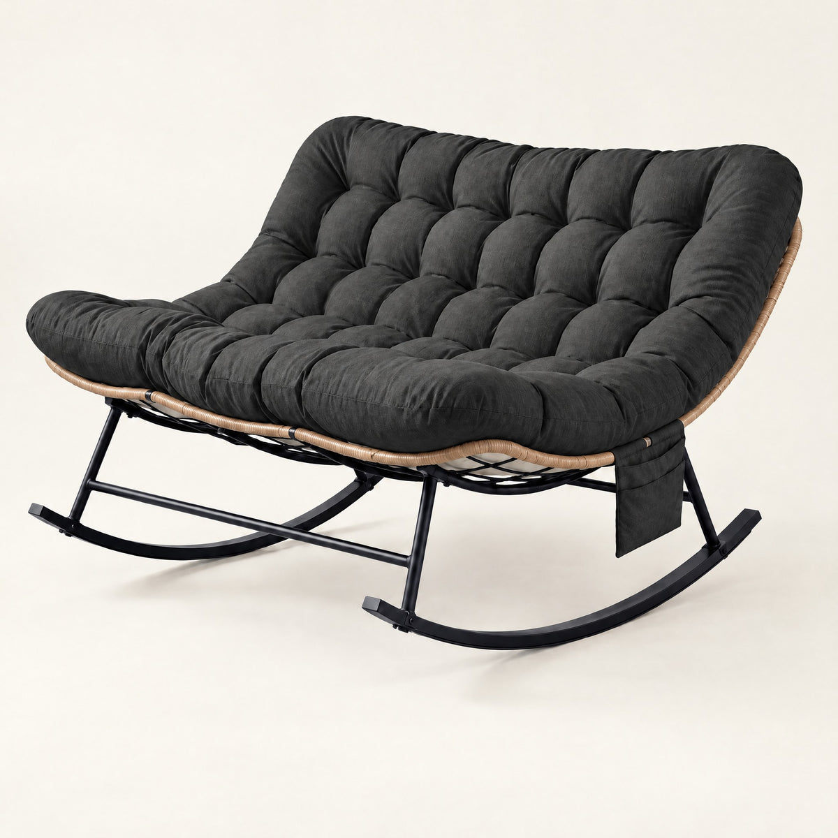 The Tandem 2-seat rocking loveseat in Black, studio photo