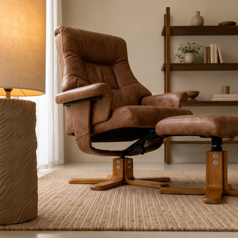 FJORA – Microfibre Recliner Armchair 135° Reclining 360° Swivel with Footrest